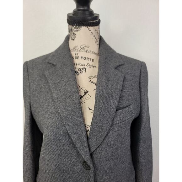 Zara Manteco Peacoat Sz XS Italian Wool Dark Gray Three Button Long Coat Jacket - Picture 3 of 14
